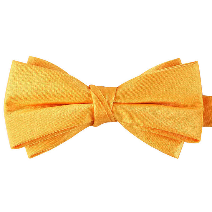 Nœud papillon brillant à double épaisseur de couleur unie pour homme