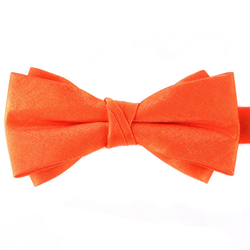 Nœud papillon brillant à double épaisseur de couleur unie pour homme