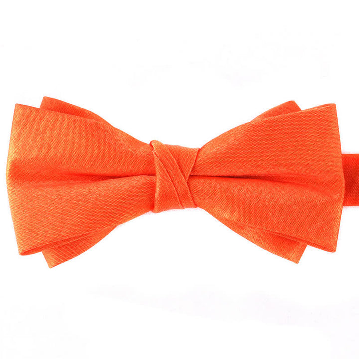 Nœud papillon brillant à double épaisseur de couleur unie pour homme