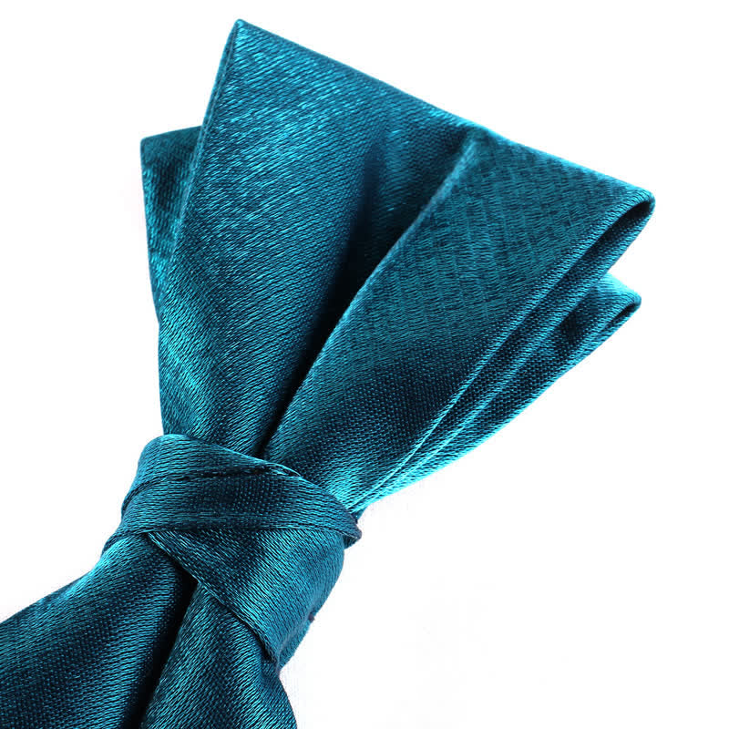 Nœud papillon brillant à double épaisseur de couleur unie pour homme