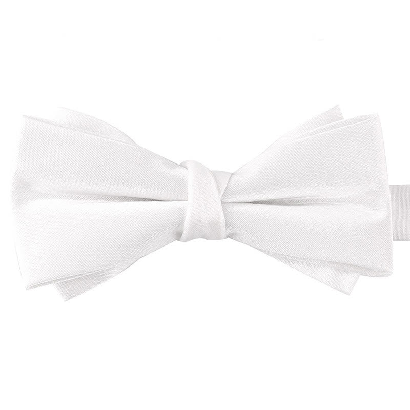 Nœud papillon brillant à double épaisseur de couleur unie pour homme