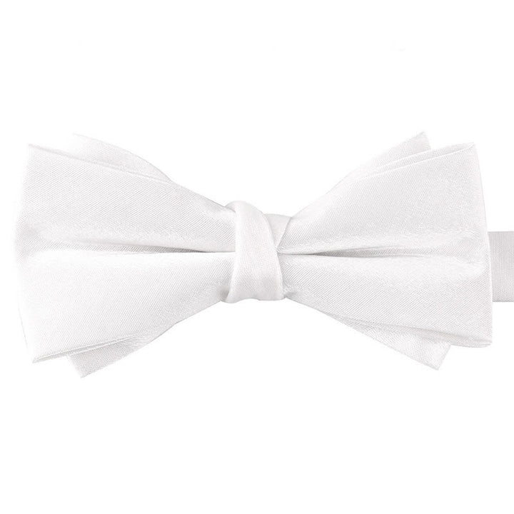 Nœud papillon brillant à double épaisseur de couleur unie pour homme