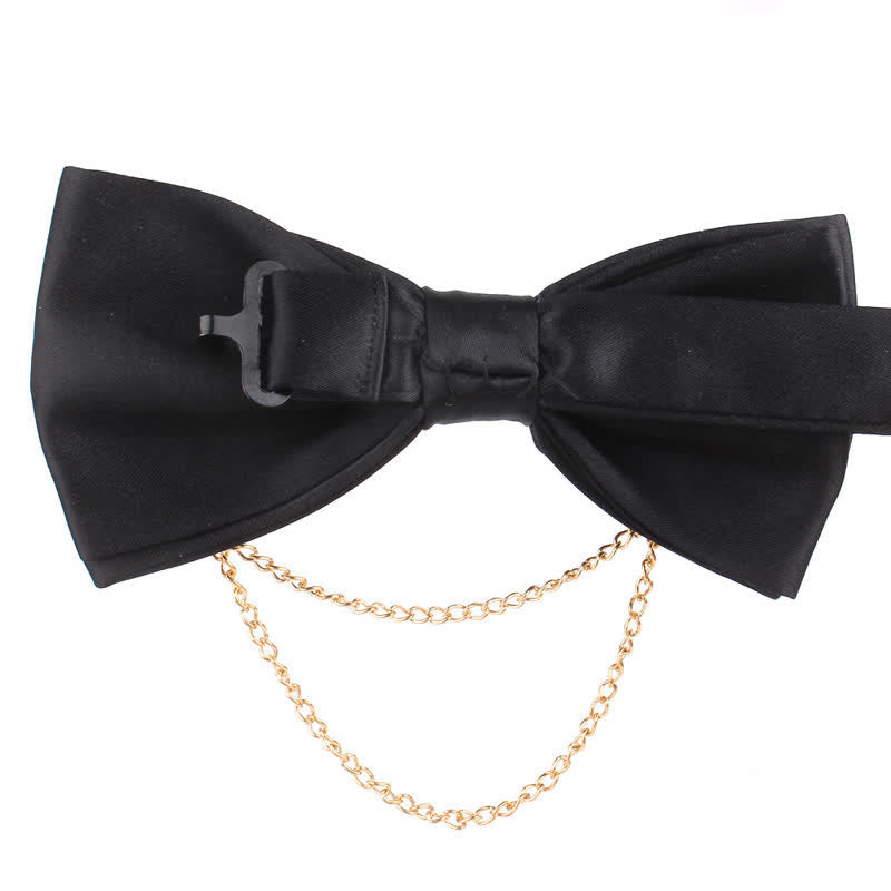 Nœud papillon élégant pour homme avec chaîne en or rose