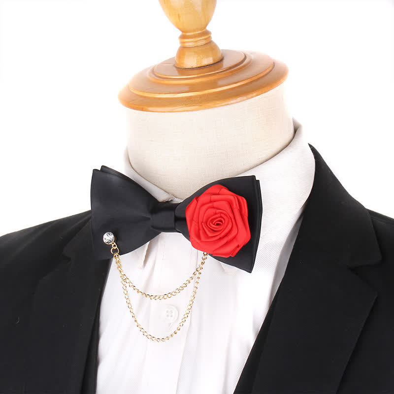 Nœud papillon élégant pour homme avec chaîne en or rose