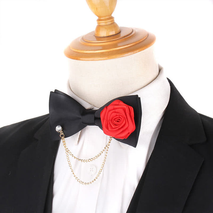 Nœud papillon élégant pour homme avec chaîne en or rose