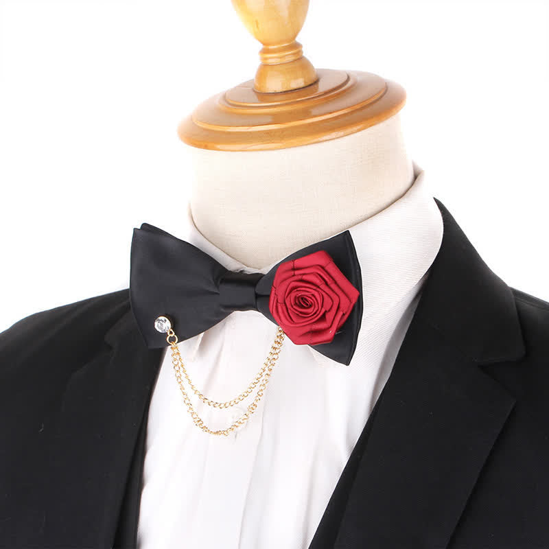 Nœud papillon élégant pour homme avec chaîne en or rose