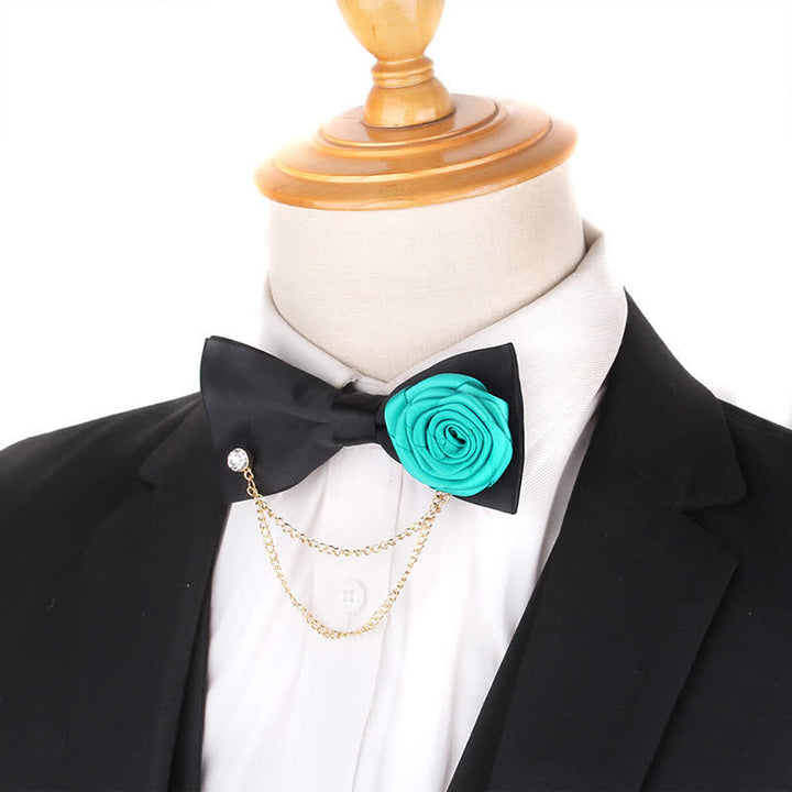 Nœud papillon élégant pour homme avec chaîne en or rose