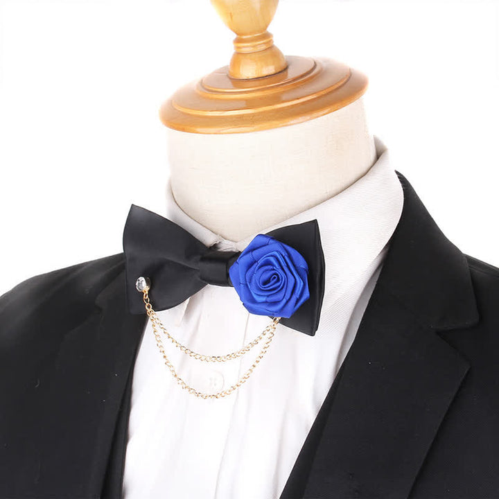 Nœud papillon élégant pour homme avec chaîne en or rose