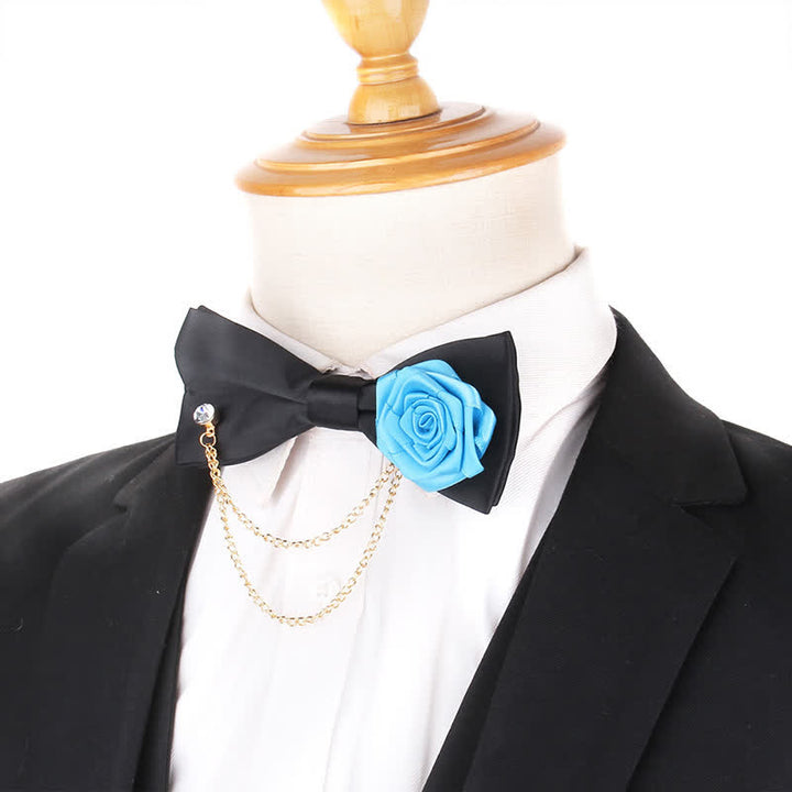 Nœud papillon élégant pour homme avec chaîne en or rose