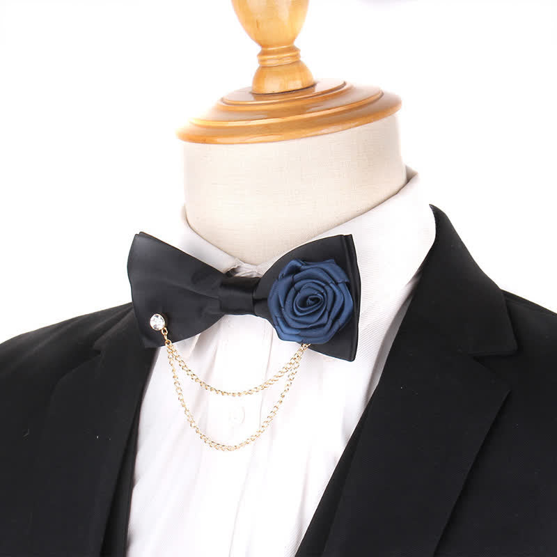 Nœud papillon élégant pour homme avec chaîne en or rose