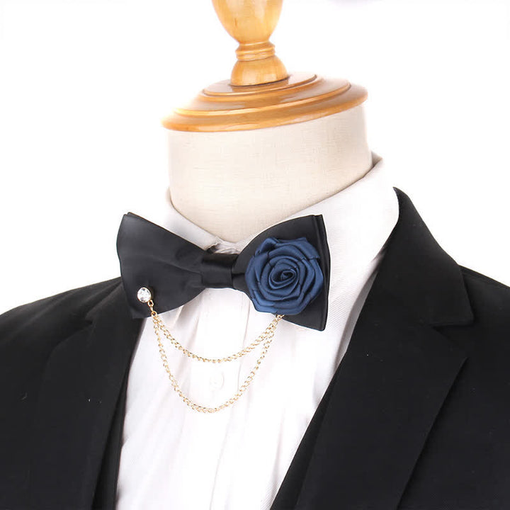 Nœud papillon élégant pour homme avec chaîne en or rose