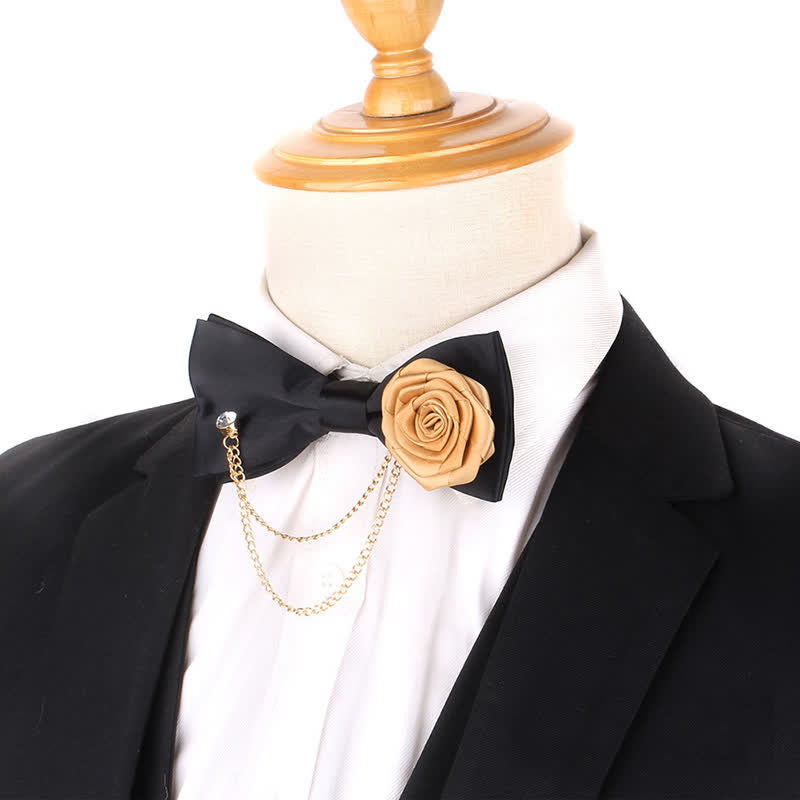 Nœud papillon élégant pour homme avec chaîne en or rose