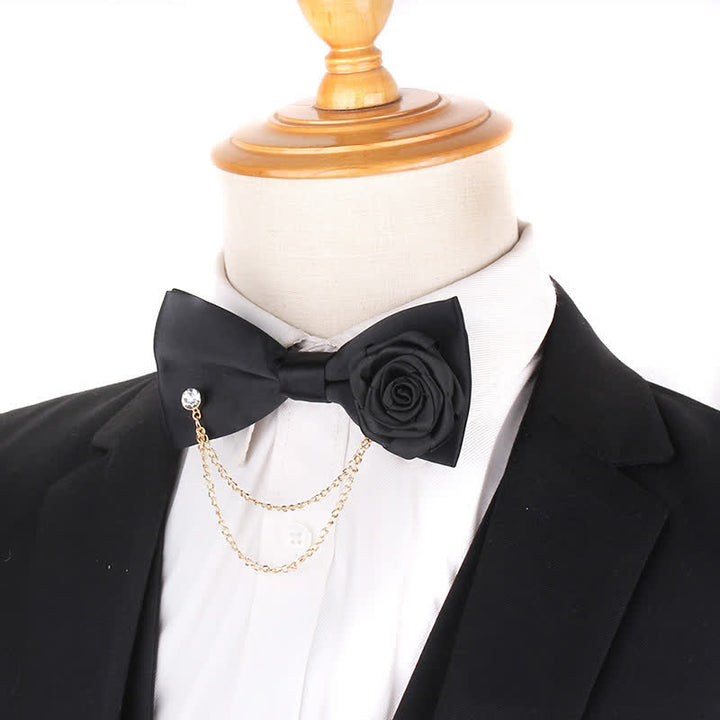 Nœud papillon élégant pour homme avec chaîne en or rose