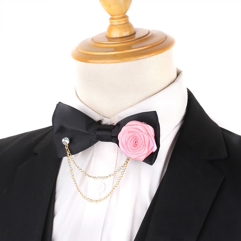 Nœud papillon élégant pour homme avec chaîne en or rose