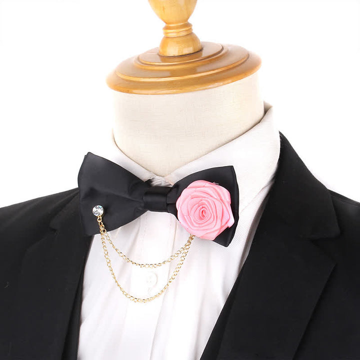 Nœud papillon élégant pour homme avec chaîne en or rose