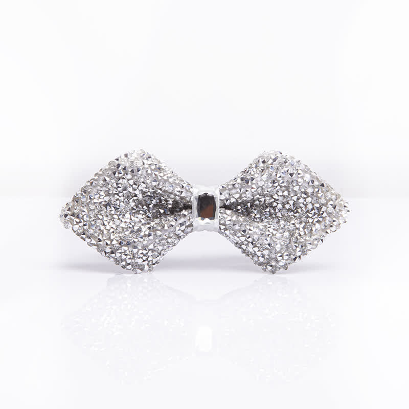 Nœud papillon pour homme avec strass blancs scintillants