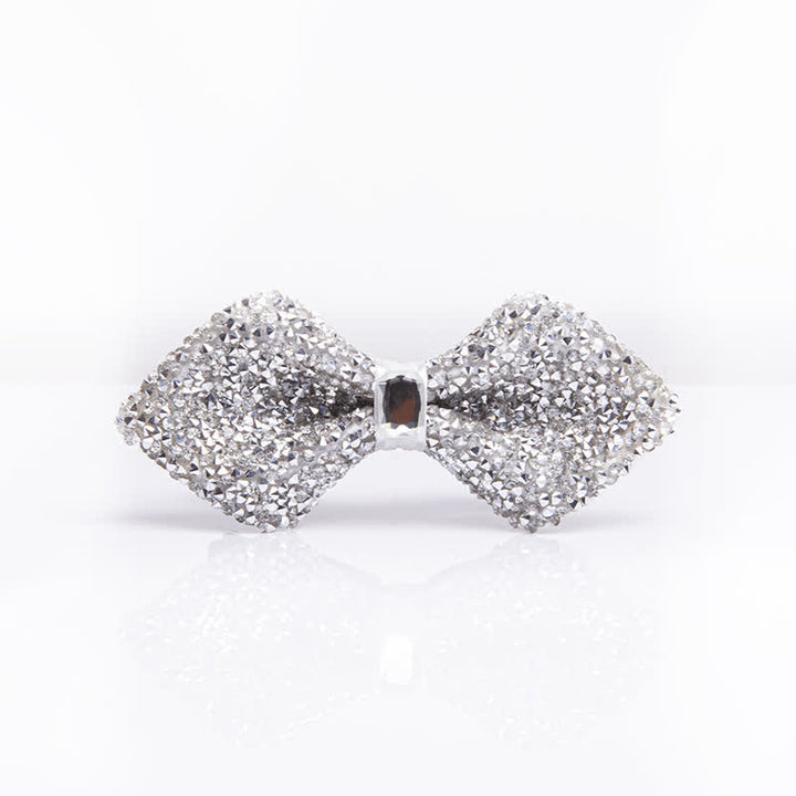 Nœud papillon pour homme avec strass blancs scintillants