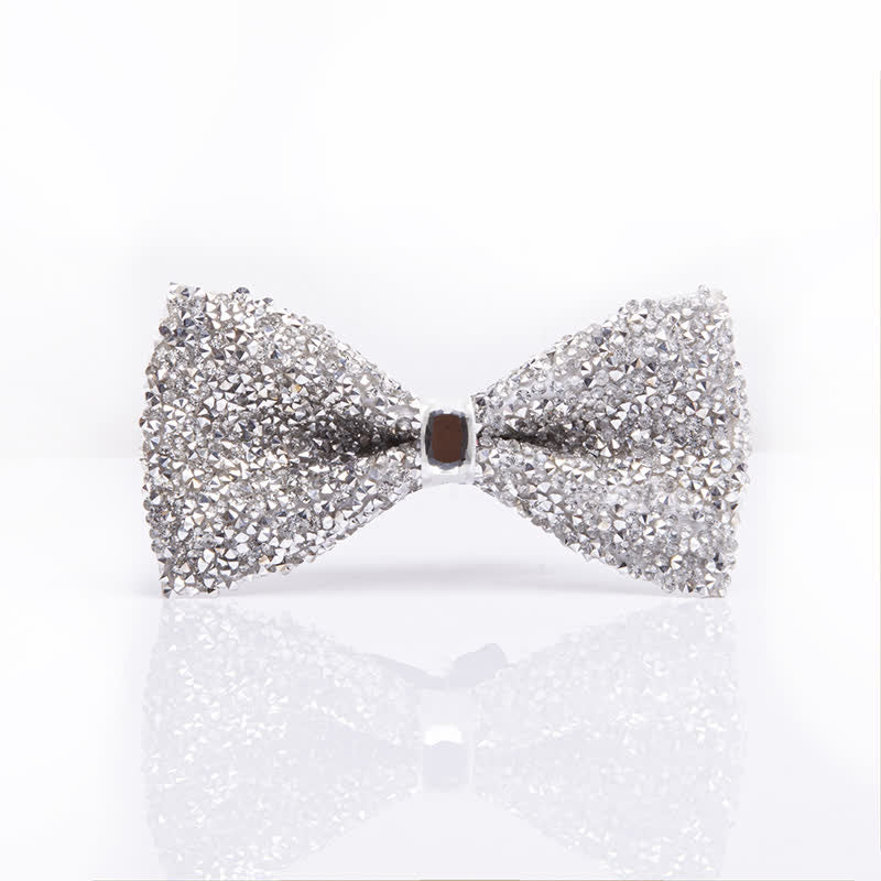 Nœud papillon pour homme avec strass blancs scintillants