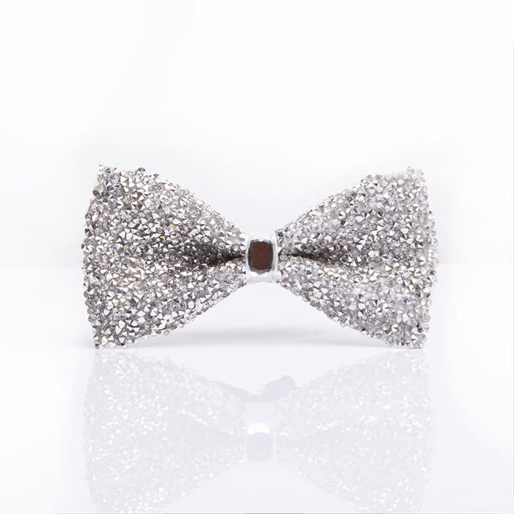 Nœud papillon pour homme avec strass blancs scintillants