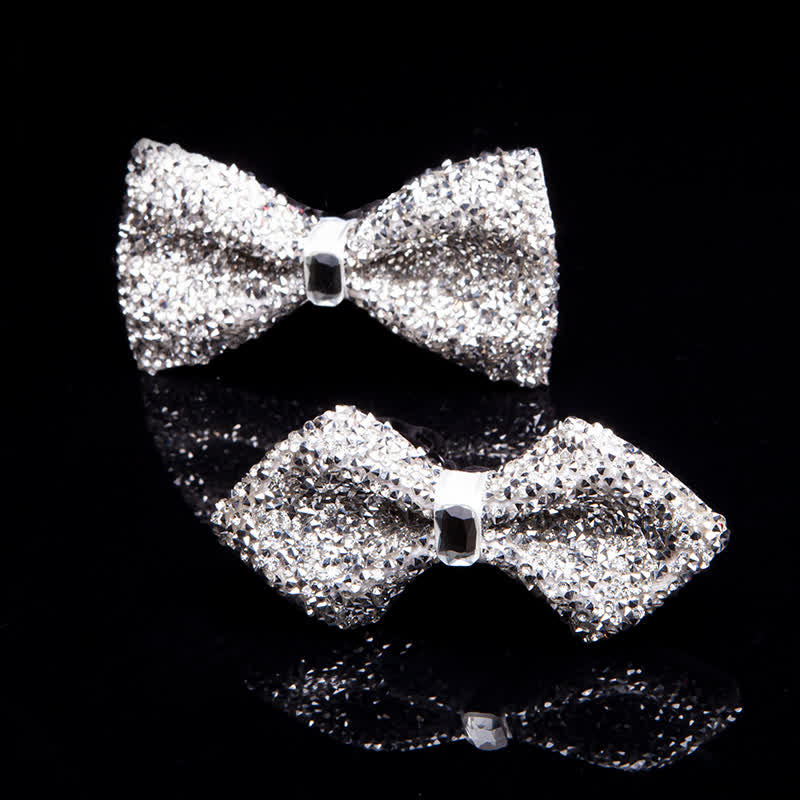 Nœud papillon pour homme avec strass blancs scintillants