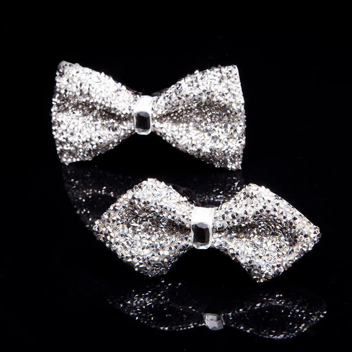 Nœud papillon pour homme avec strass blancs scintillants