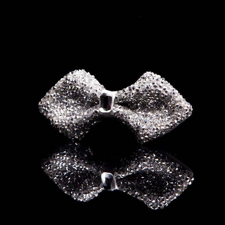 Nœud papillon pour homme avec strass blancs scintillants