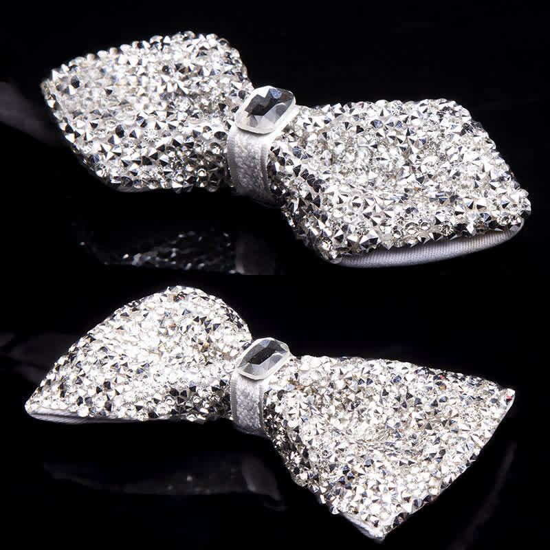Nœud papillon pour homme avec strass blancs scintillants