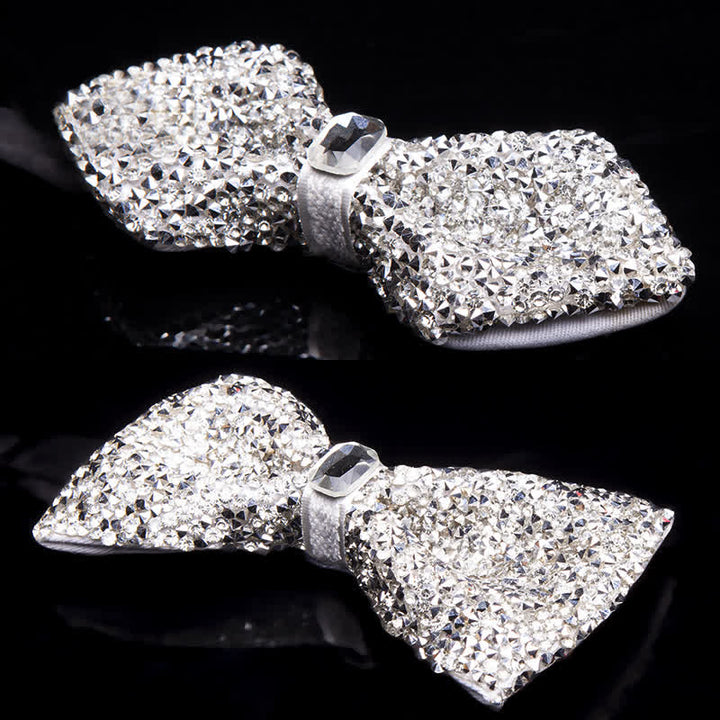 Nœud papillon pour homme avec strass blancs scintillants
