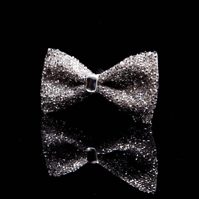 Nœud papillon pour homme avec strass blancs scintillants