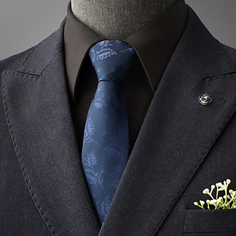 Cravate à motif floral vintage pour homme - Marine - À nouer soi-même - image 22