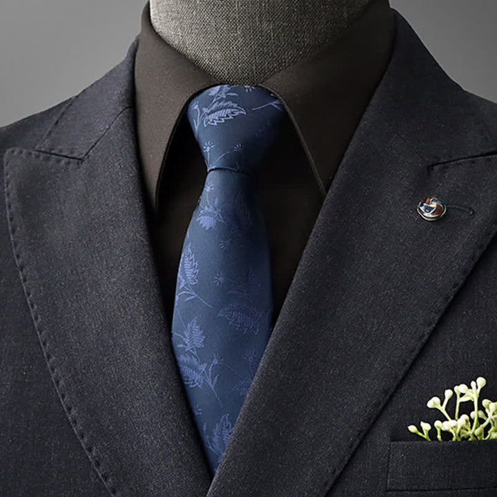 Cravate à motif floral vintage pour homme - Marine - À nouer soi-même - image 22