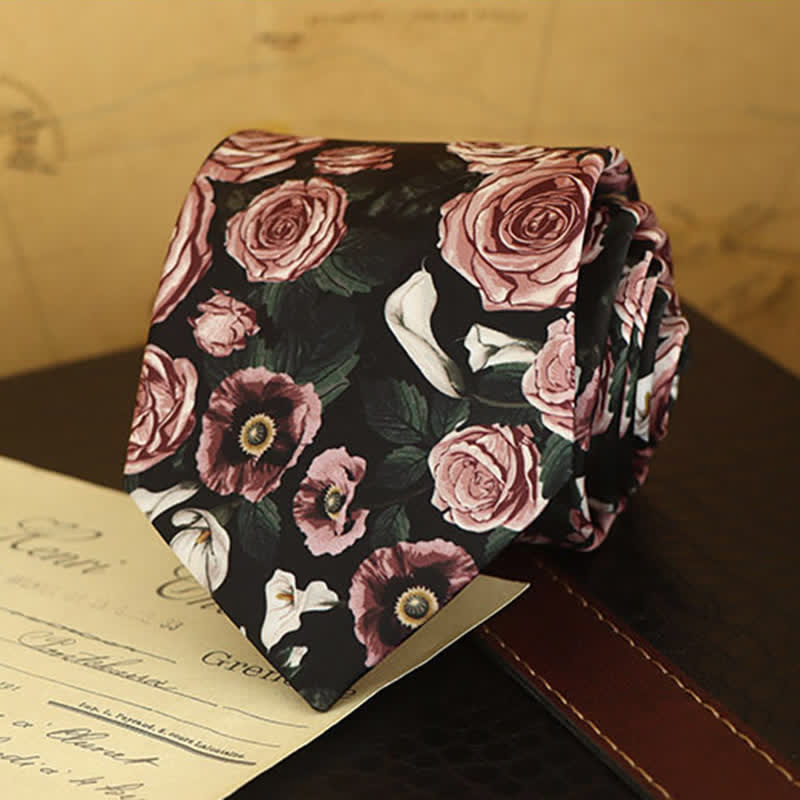 Cravate de chemise habillée à imprimé floral pour homme