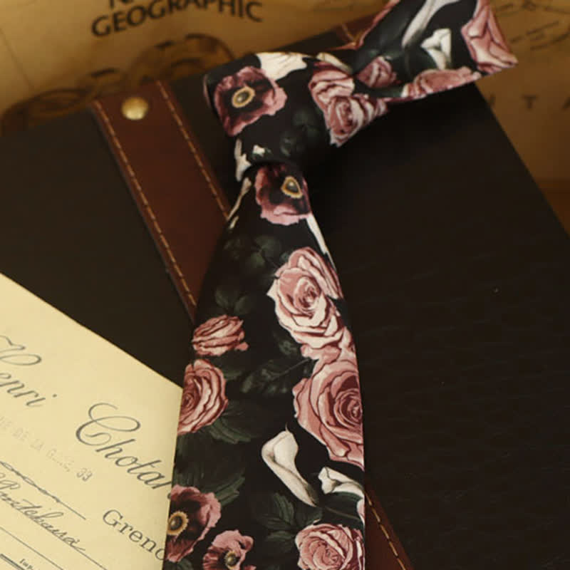 Cravate de chemise habillée à imprimé floral pour homme