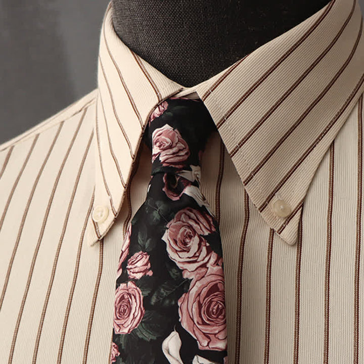 Cravate de chemise habillée à imprimé floral pour homme