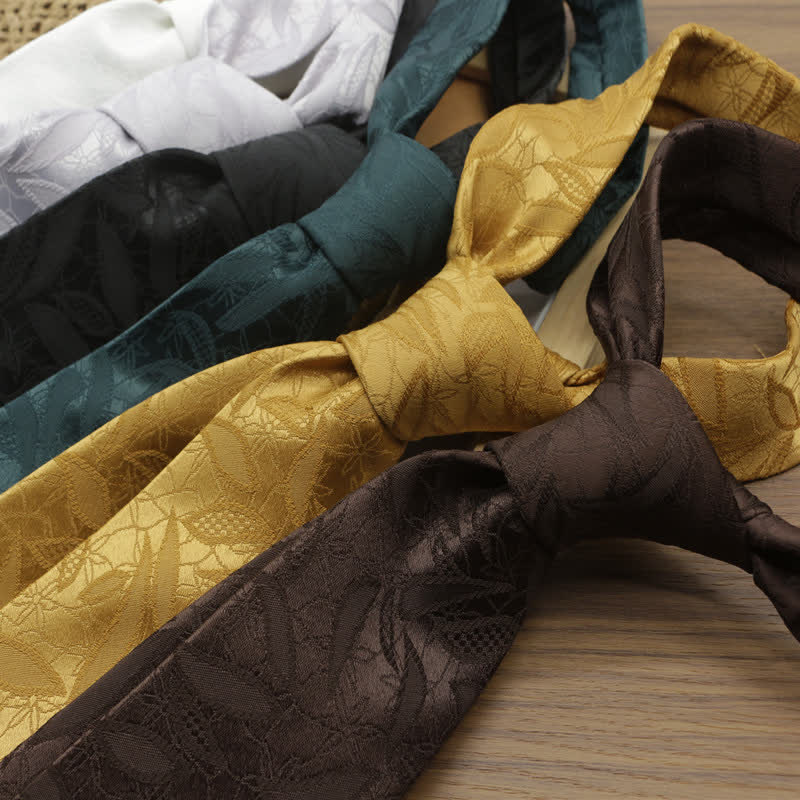Cravate décontractée pour homme à motif floral jacquard et feuilles - image 1