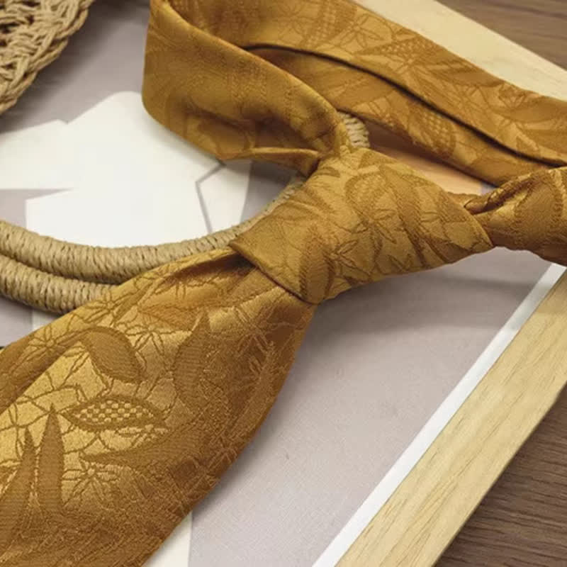 Cravate décontractée à motif floral et feuilles en jacquard pour homme - image 8