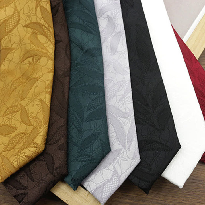 Cravate décontractée pour homme à motif floral jacquard et feuilles - image 3