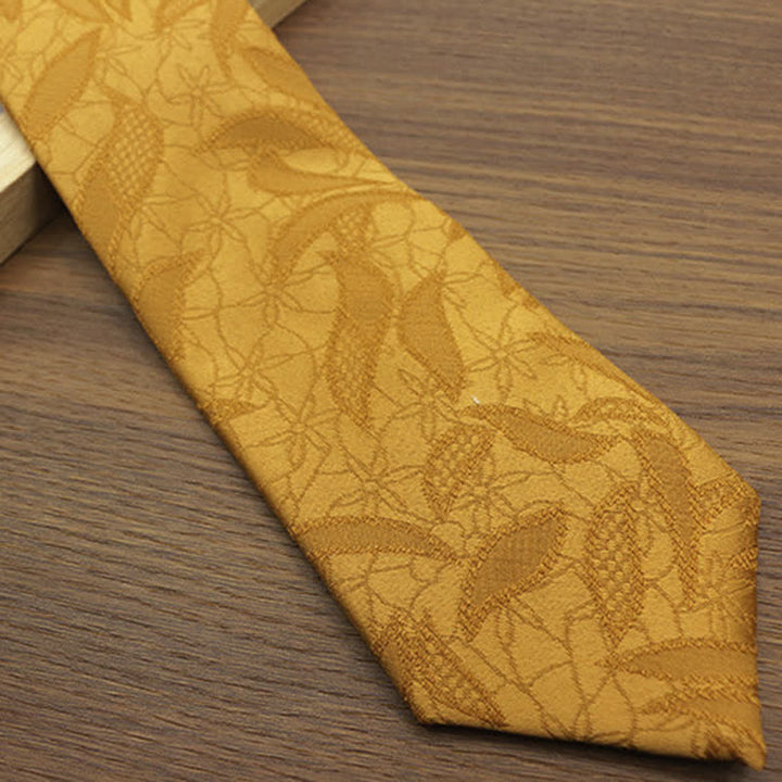 Cravate décontractée pour homme à motif floral jacquard et feuilles - image 8