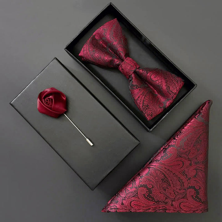 Ensemble de 3 magnifiques nœuds papillons bordeaux pour homme