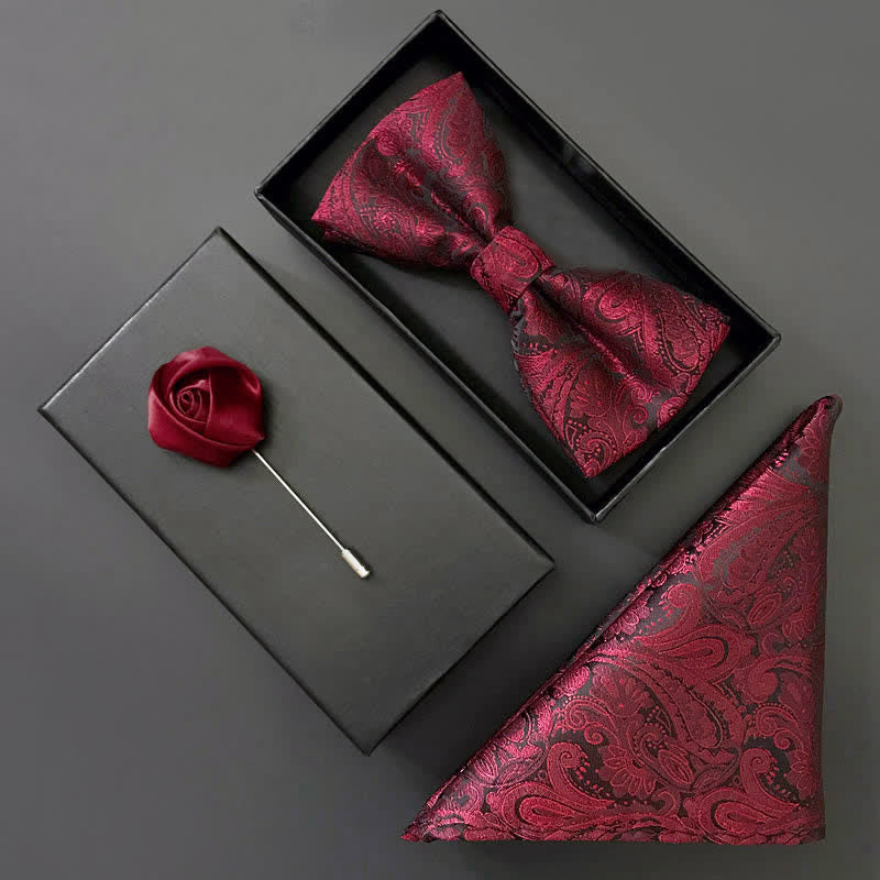 Ensemble de 3 magnifiques nœuds papillons bordeaux pour hommes - image 0