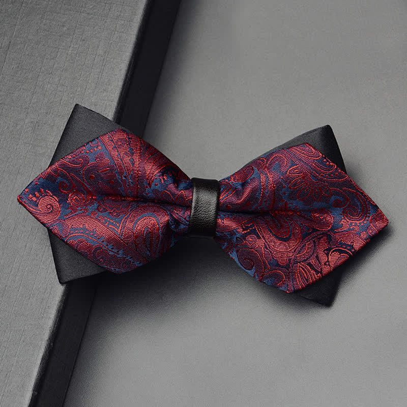 Ensemble de 3 nœuds papillon à double pointe pour homme à motif cachemire exotique