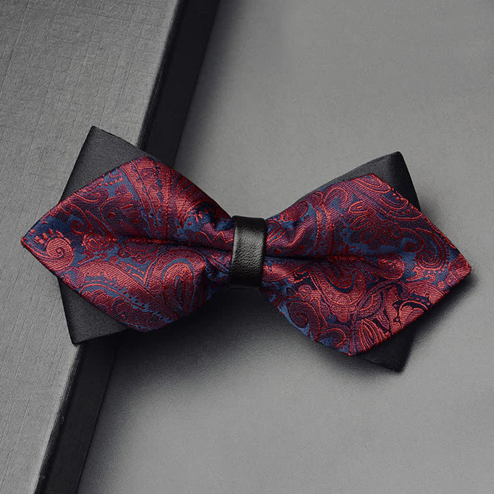 Ensemble de 3 nœuds papillon à double pointe pour homme à motif cachemire exotique