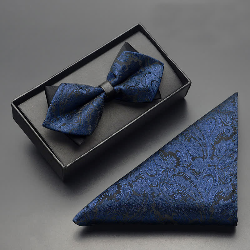 Ensemble de 3 nœuds papillon à double pointe pour homme à motif cachemire exotique