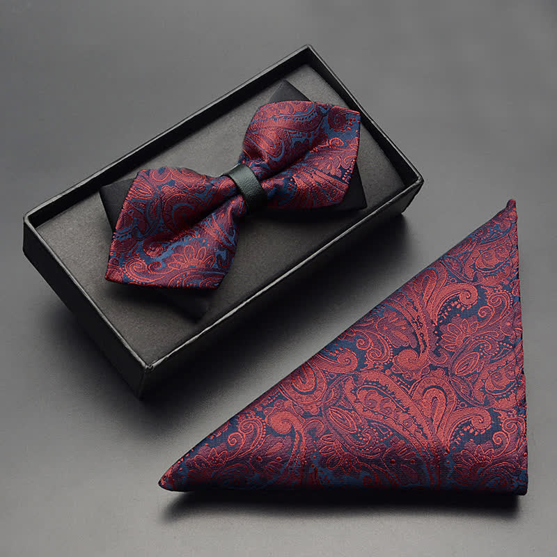 Ensemble de 3 nœuds papillon à double pointe pour homme à motif cachemire exotique