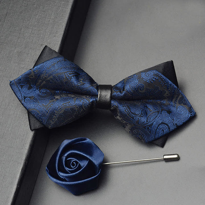 Ensemble de 3 nœuds papillon à double pointe pour homme à motif cachemire exotique