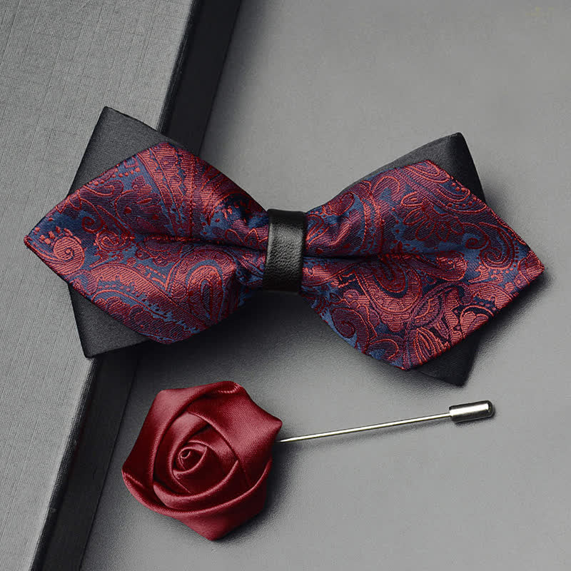 Ensemble de 3 nœuds papillon à double pointe pour homme à motif cachemire exotique