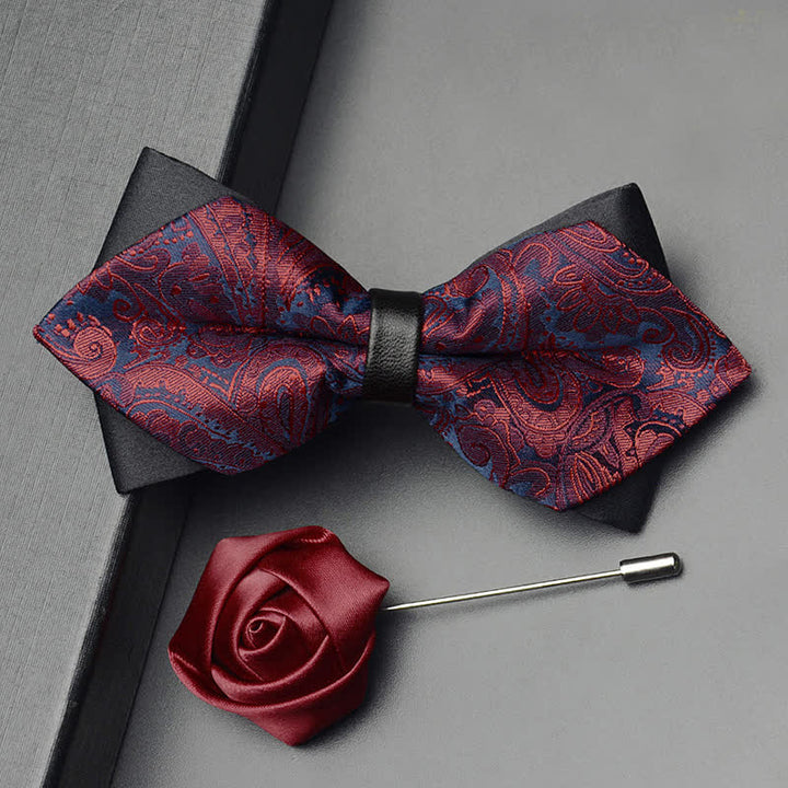 Ensemble de 3 nœuds papillon à double pointe pour homme à motif cachemire exotique