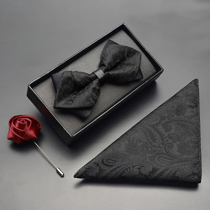 Ensemble de 3 nœuds papillon à double pointe pour homme à motif cachemire exotique