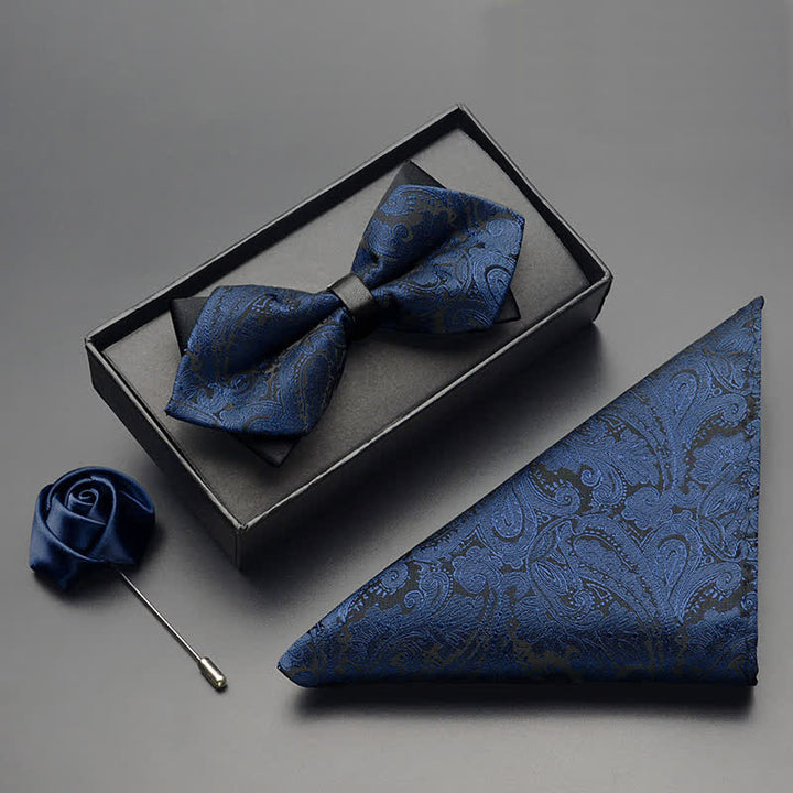 Ensemble de 3 nœuds papillon à double pointe pour homme à motif cachemire exotique