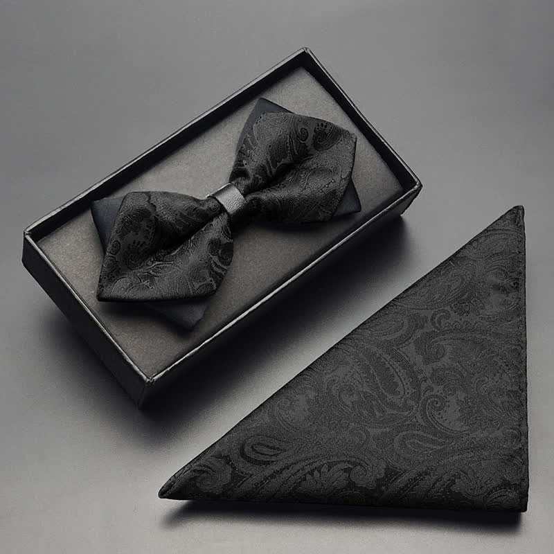Ensemble de 3 nœuds papillon à double pointe pour homme à motif cachemire exotique